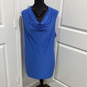Dana Buchman Royal Blue Cowl Neck Blouse